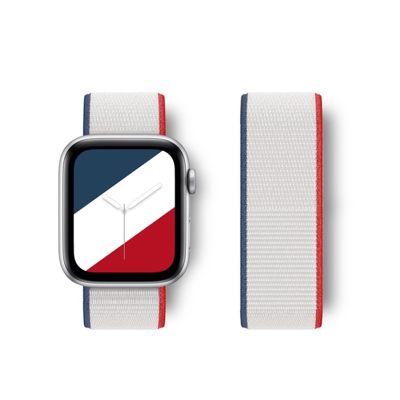 Sports Loop Apple Watch Strap - White, Red & Blue - Picture 1 of 2